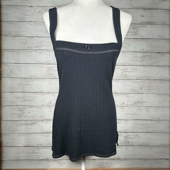 Free People Intimately End Game Pointelle Nightie Mini Dress Black S NEW - Picture 4 of 10